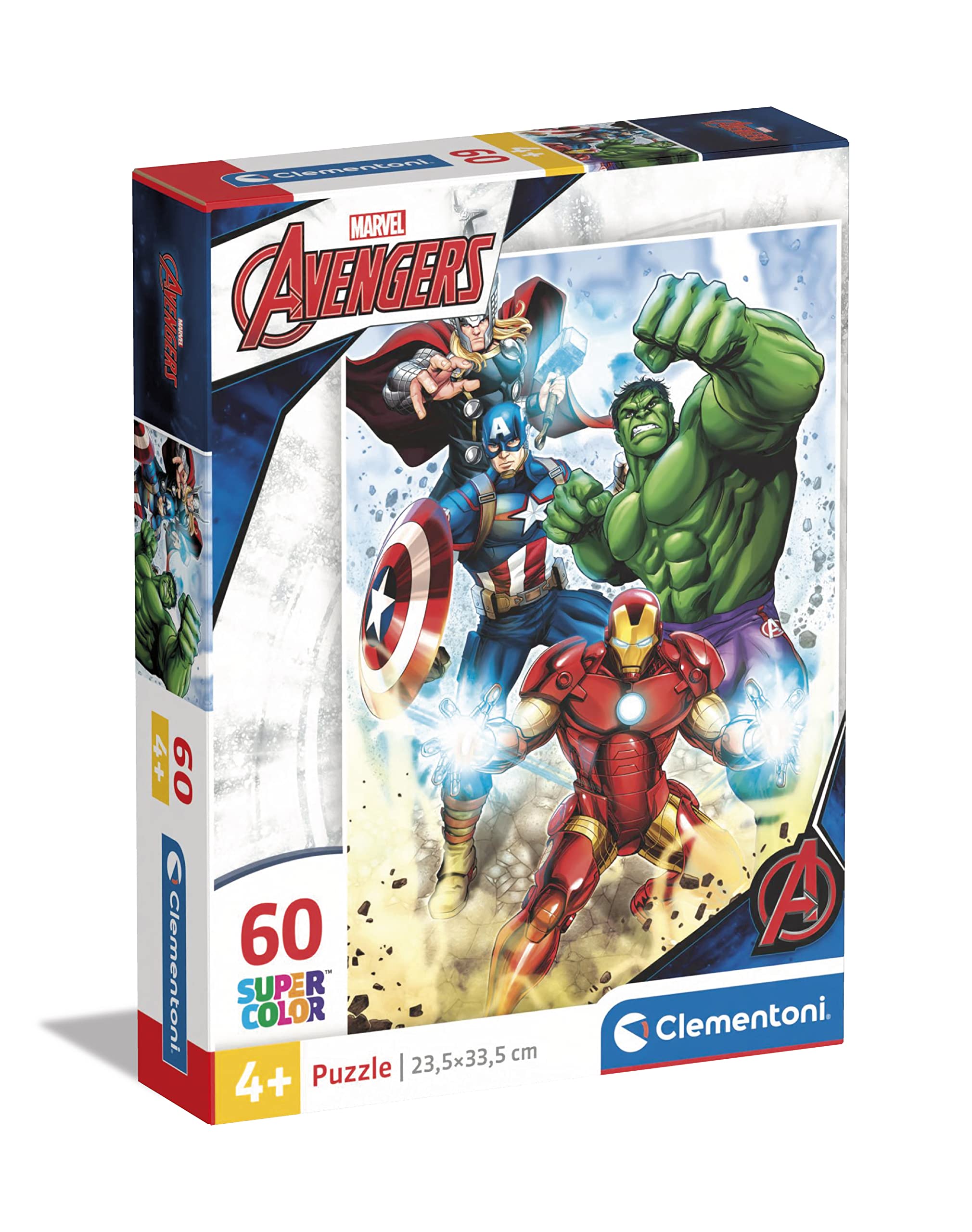 Clementoni Supercolor Puzzle - Marvel Avengers 60 Pieces, Kids Puzzle for 5 Year Olds, Cartoon Puzzle - Made in Italy | Perfect for Birthday Gifts, Family Game Night & Preschool Learning Activities