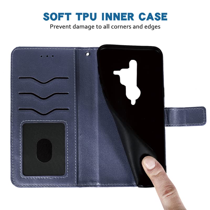 Blackview BV6300 Pro Wallet Case with Wrist Strap & Card Holder - Blue Flip Cover for Men & Women | Perfect for Work & Travel