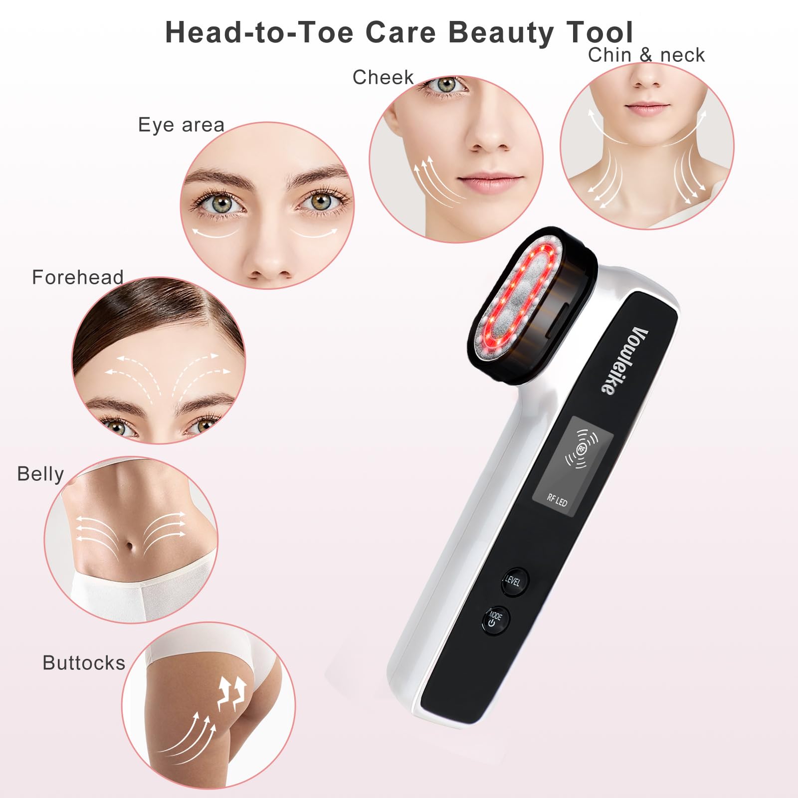 Vowleike Microcurrent Facial Massager - 6-in-1 Rechargeable Face & Body Sculpting Device with Stand | Anti-Aging, Wrinkle Reduction & Skin Tightening Tool for Women | Perfect for Home Spa, Travel & Daily Skincare Routine (Ivory White)
