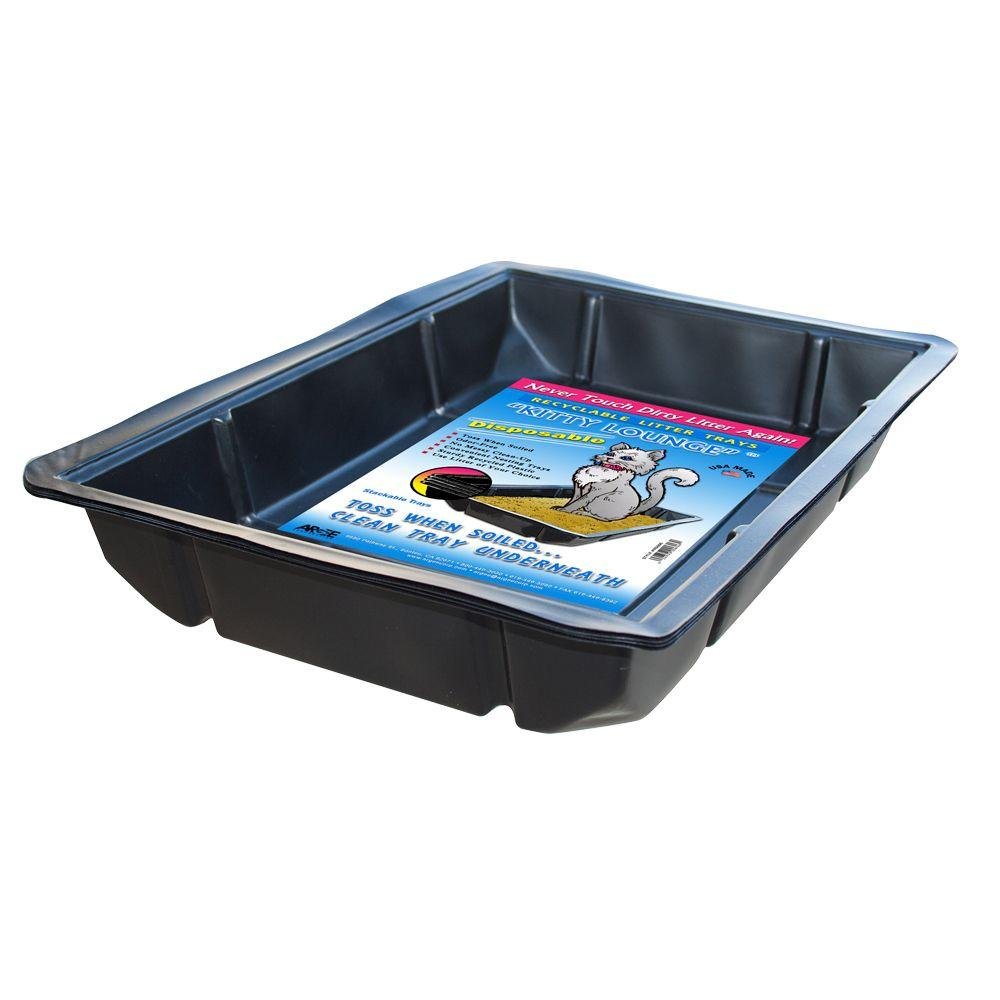 Disposable Cat Litter Box Tray - 100 Pack Black Kitty Lounge Waste Pan for Travel & Home Use - Convenient for Camping, Road Trips & Multi-Cat Households - Argee RG606/100
