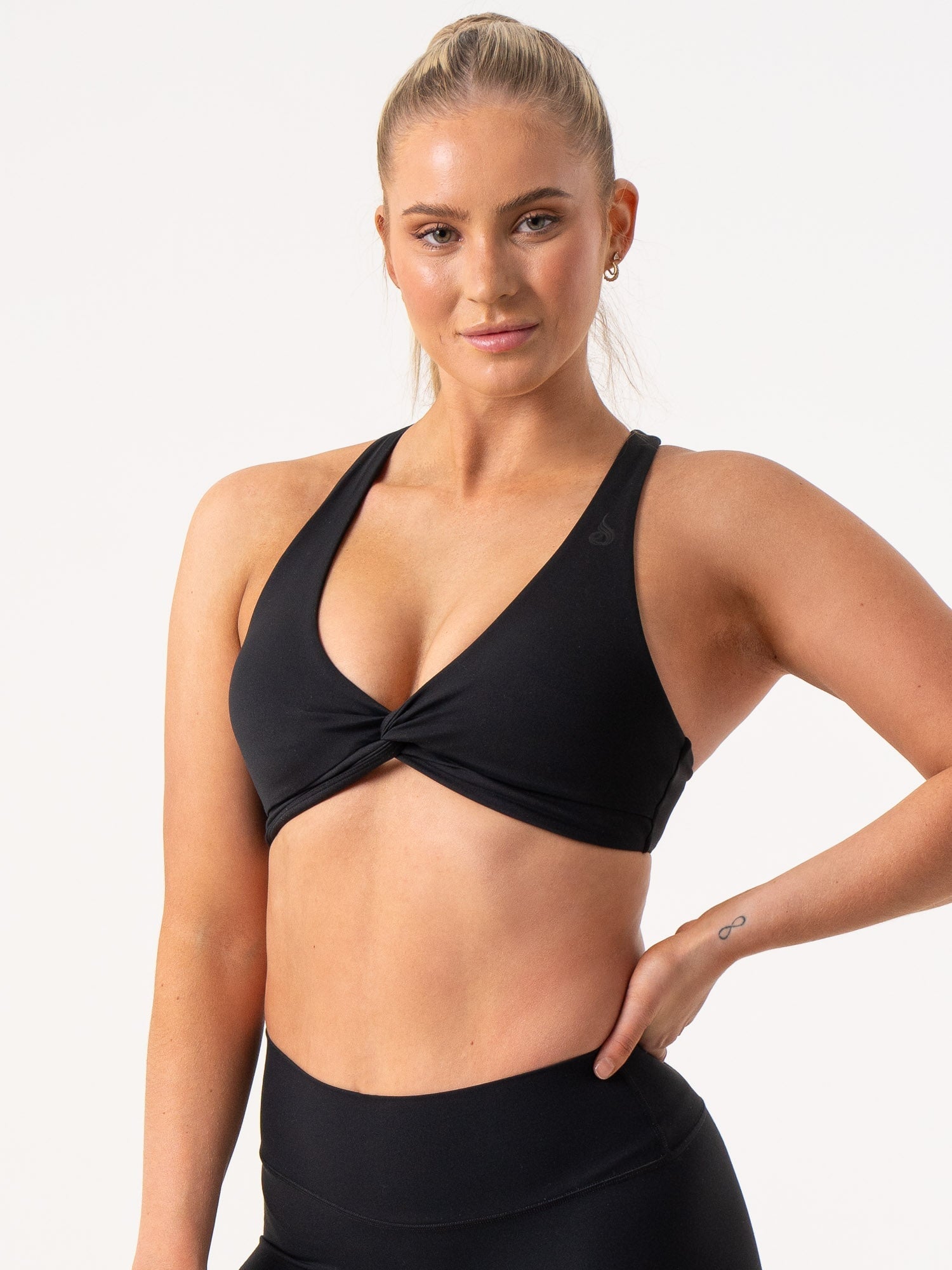 NKD Knot Sports Bra for Women - High Support Workout Top - Black - Perfect for Yoga, Running & Gym