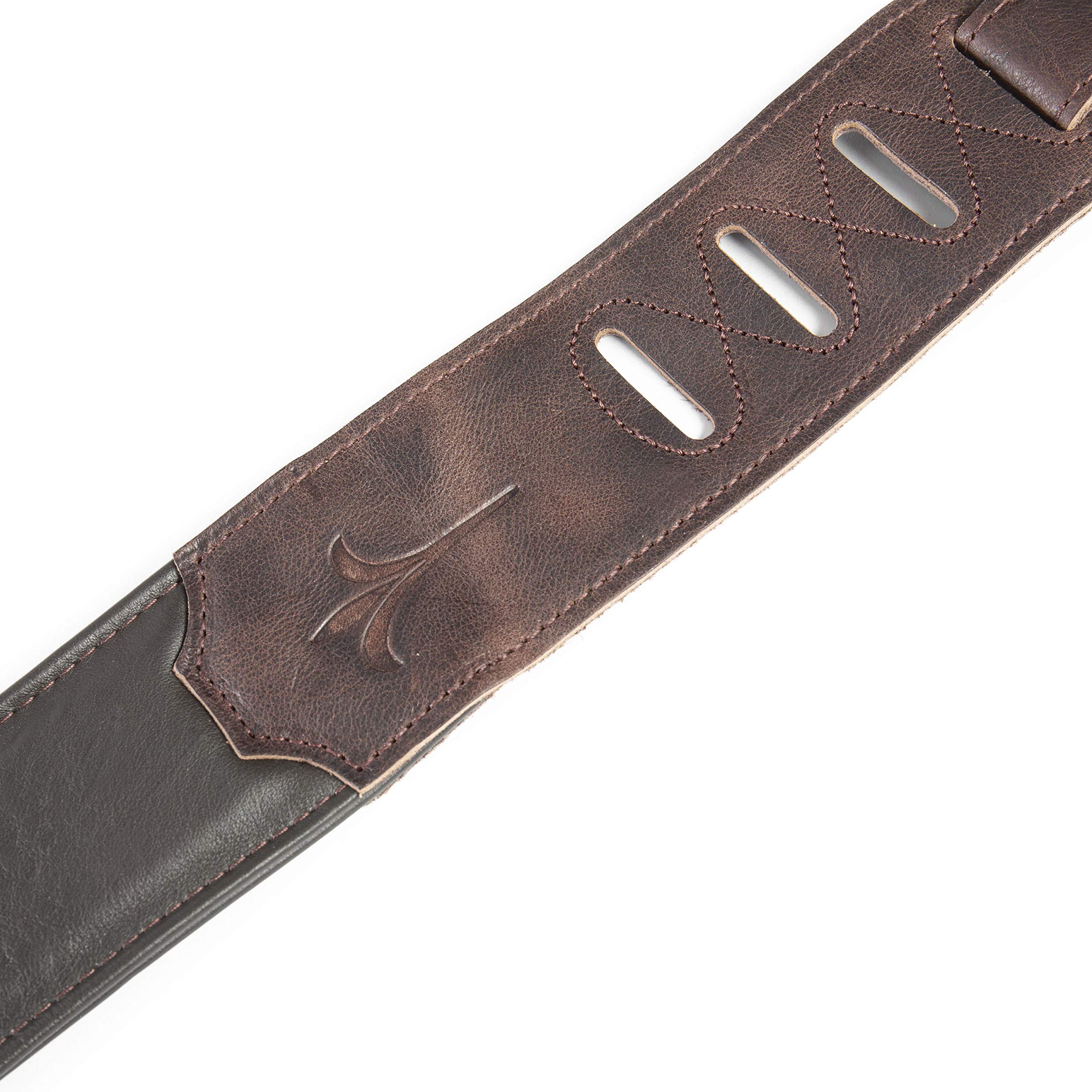 Taylor Embroidered Leather 2.5-inch Guitar Strap - Chocolate Brown | Handcrafted Adjustable Guitar Strap for Acoustic & Electric Guitars | Perfect for Performances, Studio Recording & Live Gigs