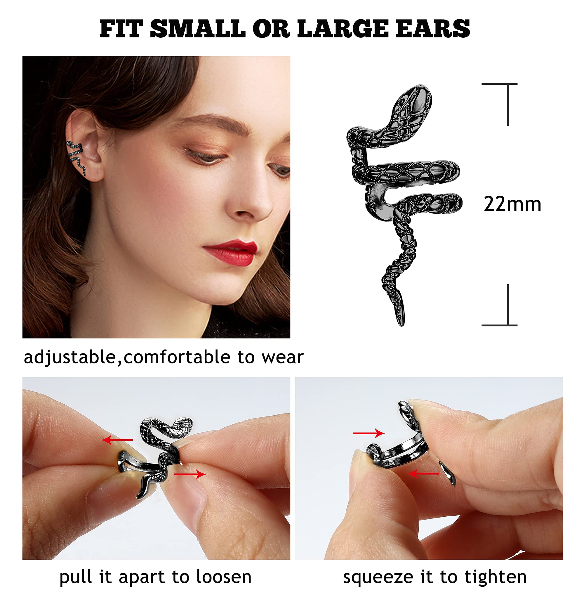 16Pcs Non-Piercing Ear Cuffs for Women & Men - Adjustable Clip-On Cartilage Helix Wrap Earrings Set | Perfect for Parties, Weddings & Everyday Fashion Accessories