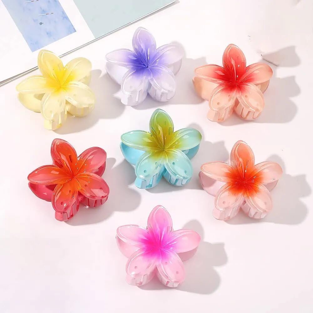 Starvis Blossom Large 3-Piece Daisy Hair Claw Set - Glossy Plumeria Flower Hair Clips, Bun Holder & Ponytail Clips for Women & Girls - Perfect for Weddings, Parties & Everyday Styling (Plumeria Flower-3pc)