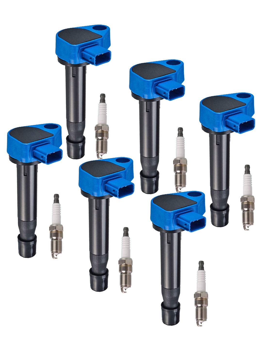 ENA 6-Pack UF242 Blue Ignition Coil & 4504 Spark Plugs for Honda Acura RL/TL/Accord 3.0L-3.5L (2004-2008) - Improve Engine Performance & Fuel Efficiency | Perfect for DIY Auto Repair & Maintenance