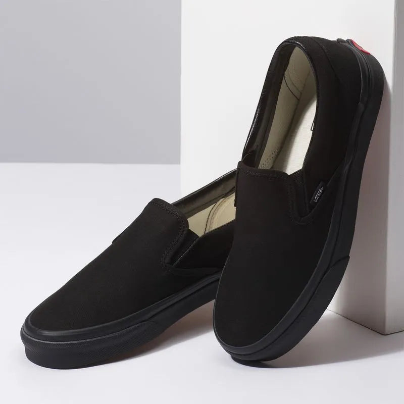Vans Classic Slip-On Sneakers for Men & Women - Black Canvas Casual Shoes for Skateboarding, Walking & Everyday Wear