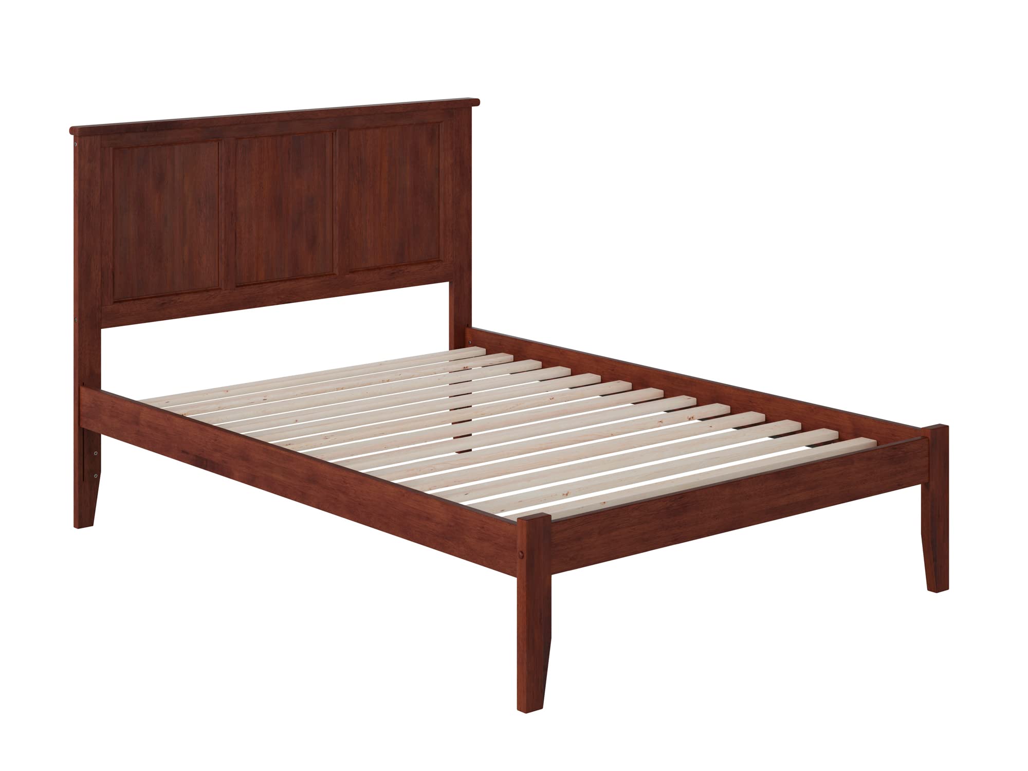 AFI Madison Full Platform Bed with USB Charger - Solid Walnut Wood Frame, Modern Minimalist Bedroom Furniture for Small Spaces & Apartments