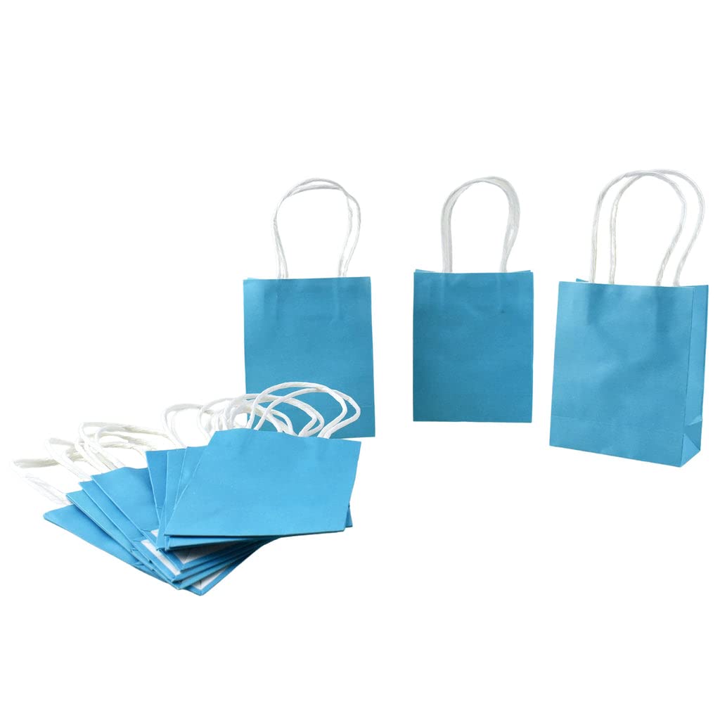 Homeford Small Party Favor Paper Treat Bags - 5-Inch, 12-Count Turquoise Gift Bags for Birthday, Wedding & Baby Shower Favors