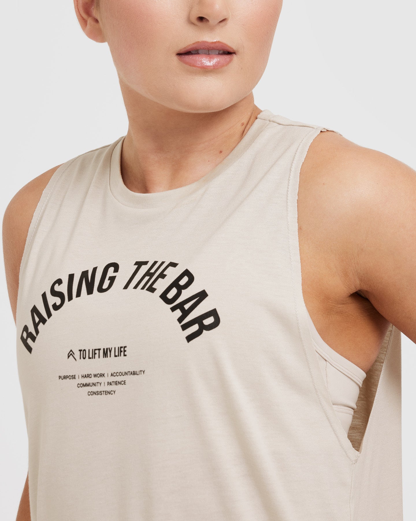 Raising The Bar Graphic Unisex Muscle Vest - Sand Color | Gym Workout & Summer Streetwear Fashion