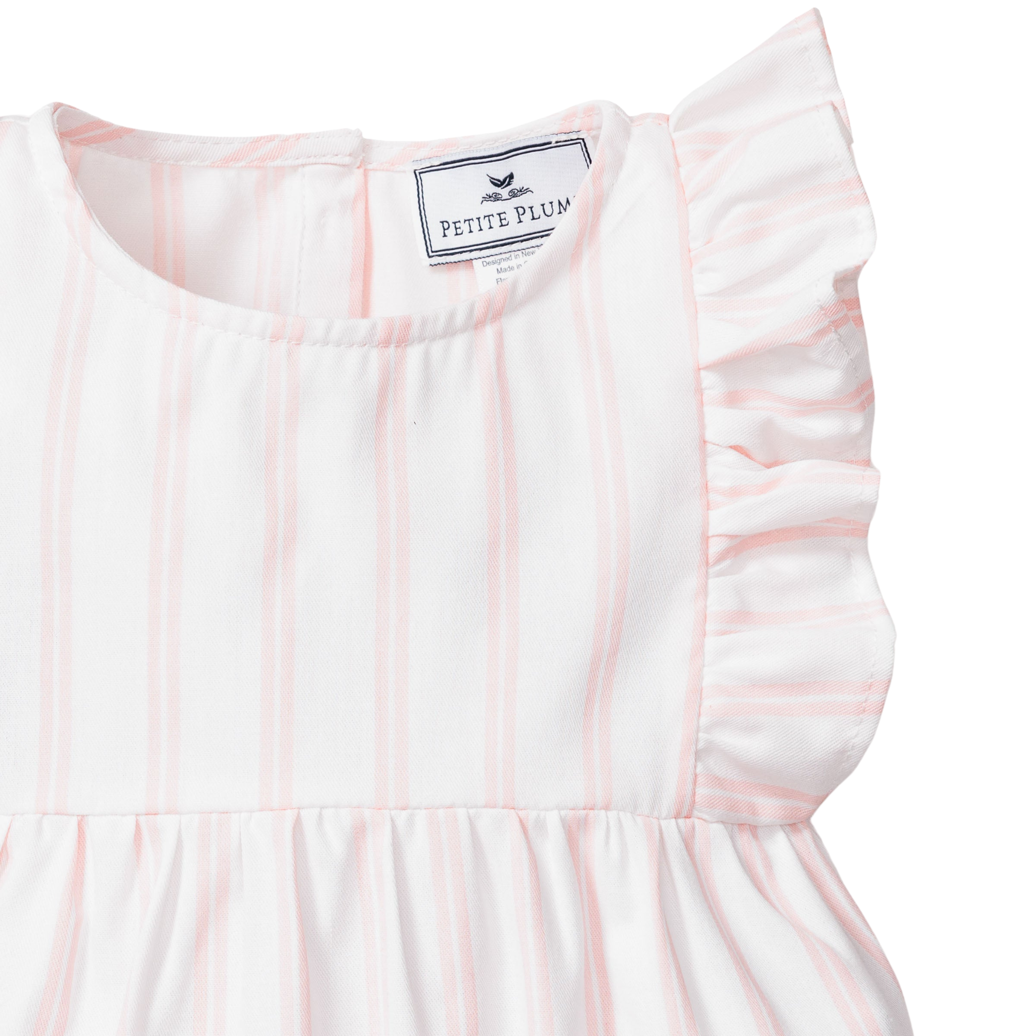 Pink and White Striped Baby Twill Romper with Ruffles - Soft & Comfortable Outfit for Newborns, Infants - Perfect for Playdates, Photo Shoots & Special Occasions