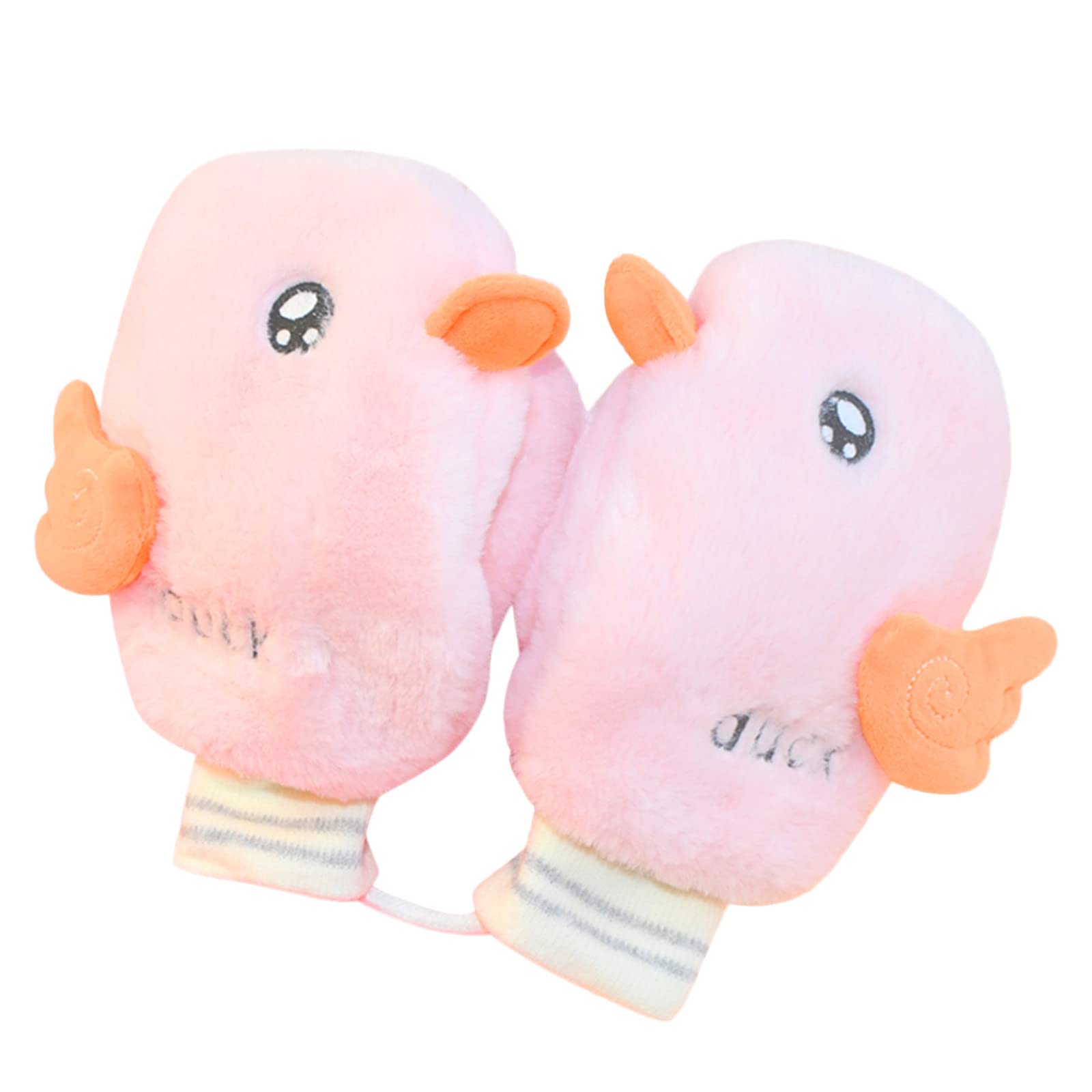 **Warm Soft Duckling Winter Gloves for Kids - Cute Cartoon Mittens for Outdoor Cycling & Snow Play - Cozy Neck Gloves for Children's Winter Activities**