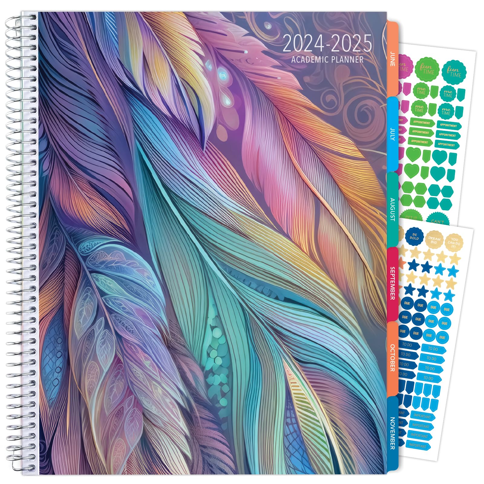 2024-2025 Pastel Peacock Laminated Fashion Planner - 8.5