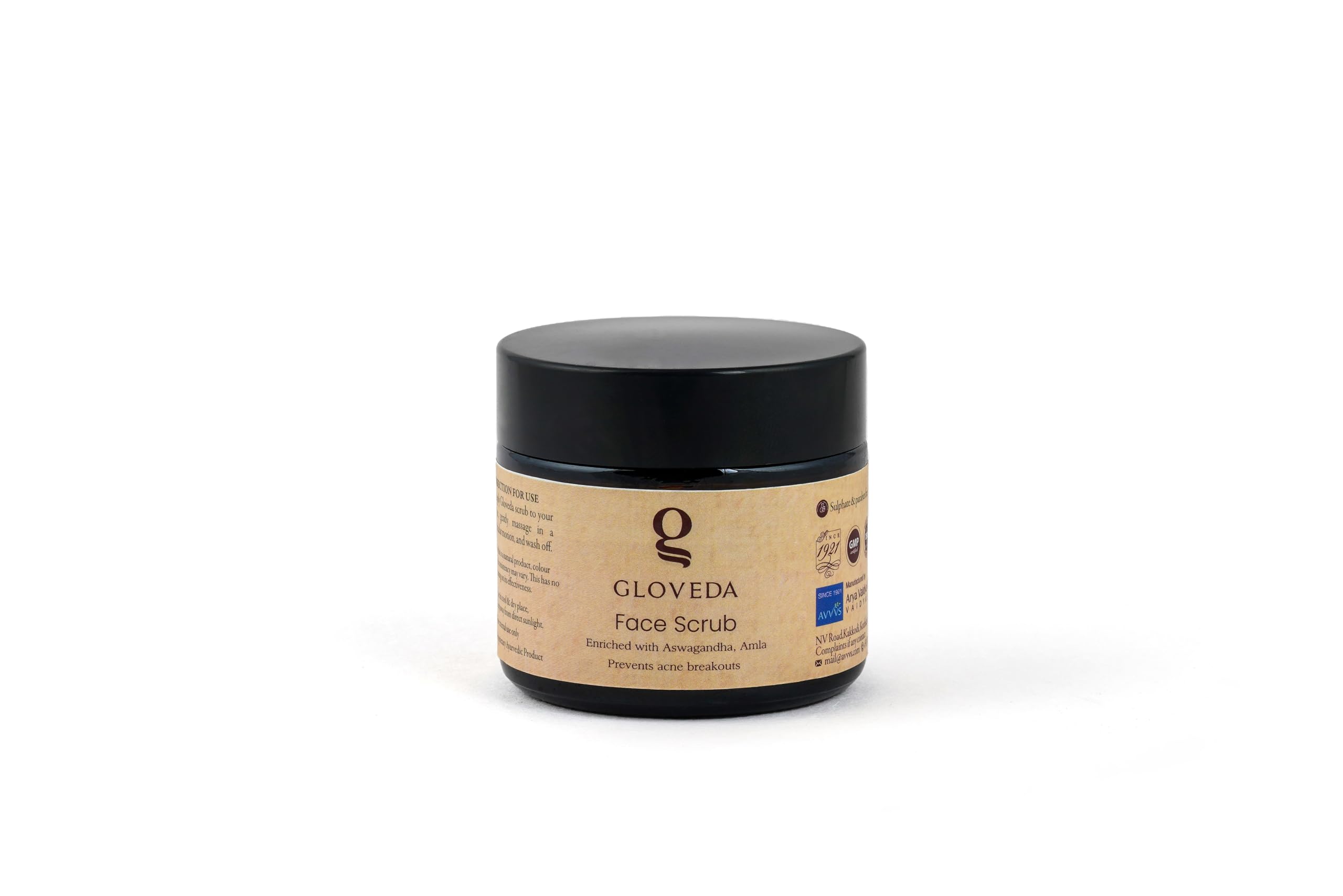 Gloveda Ayurvedic Face Scrub for Glowing Skin - Natural Exfoliating Scrub with Tan Removal & Blackhead Control - 50g (Pack of 1) - Perfect for Daily Skincare Routine & Spa Day at Home