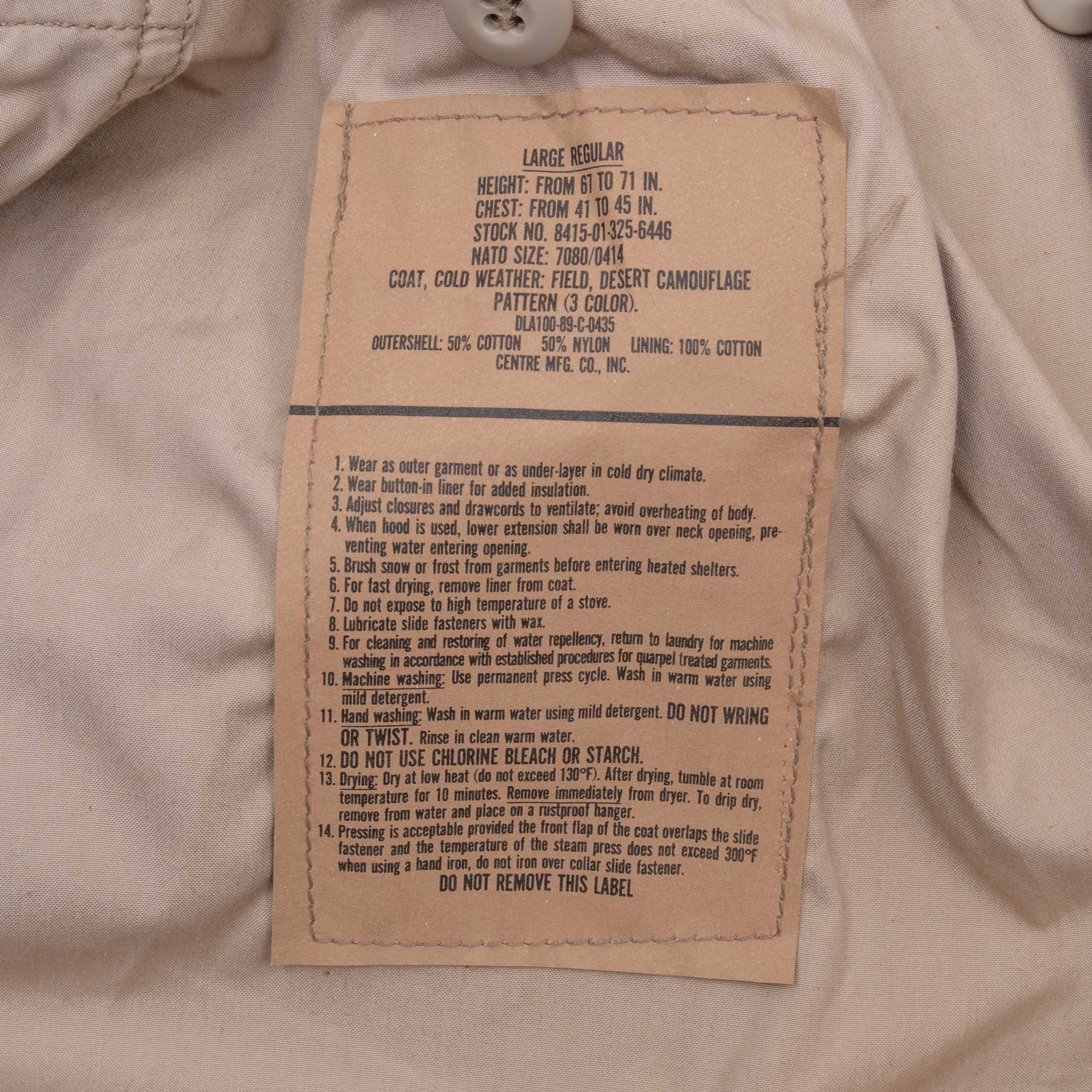 Vintage US Army M65 Field Jacket - Desert Camo 1989 Large Regular Deadstock NOS | Military Surplus Outerwear for Hiking, Camping & Outdoor Adventures