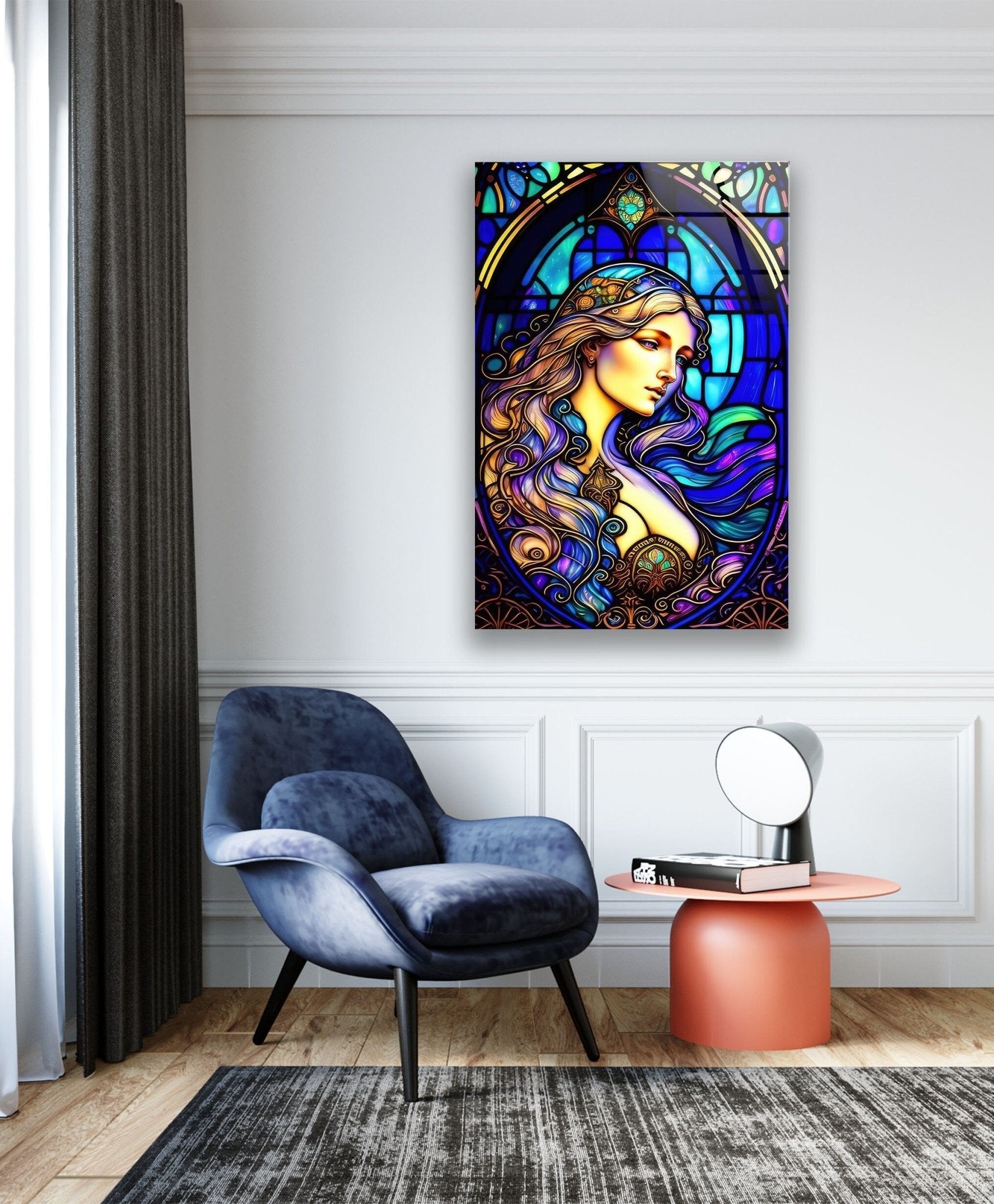 Aurora Princess Glass Wall Art - Elegant Handmade Decor for Living Room, Bedroom & Office - Perfect Gift for Home & Wedding