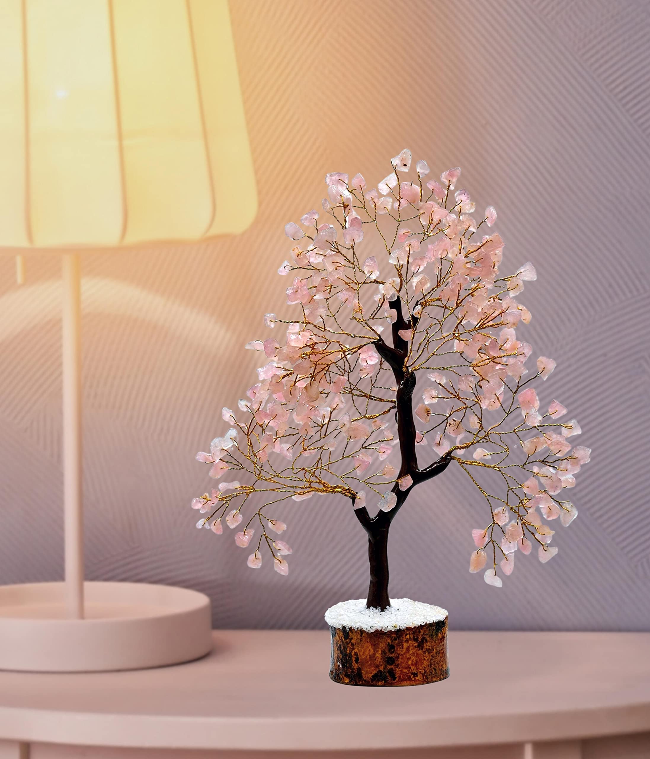 Rose Quartz Money Tree - Feng Shui Crystal for Positive Energy, Healing & Good Luck | Home Office Decor, Meditation Gift, Spiritual Healing Crystal (Gift Box Included)