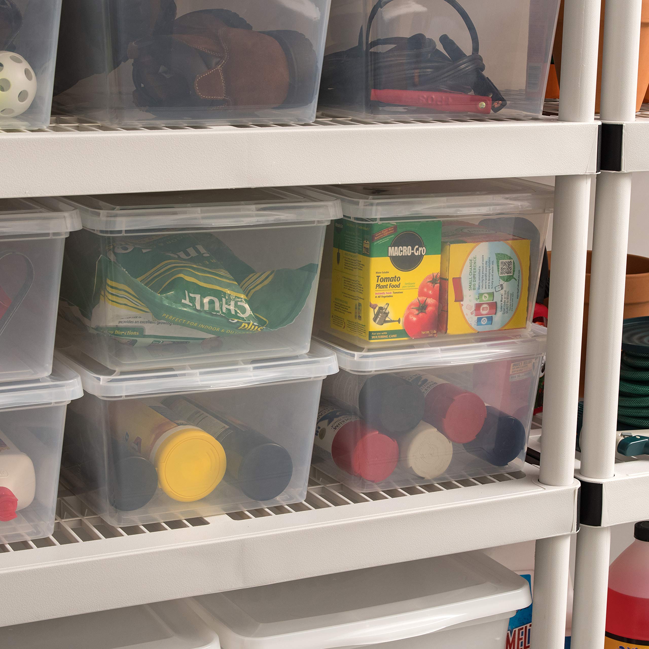 IRIS USA 17 Quart Clear Storage Box - 12 Pack | BPA-Free Plastic Stackable Bins with Lids | Perfect for Organizing Shoes, Closet Shelves, Classroom Supplies & Game Storage | Ideal for Home, Office & School Organization