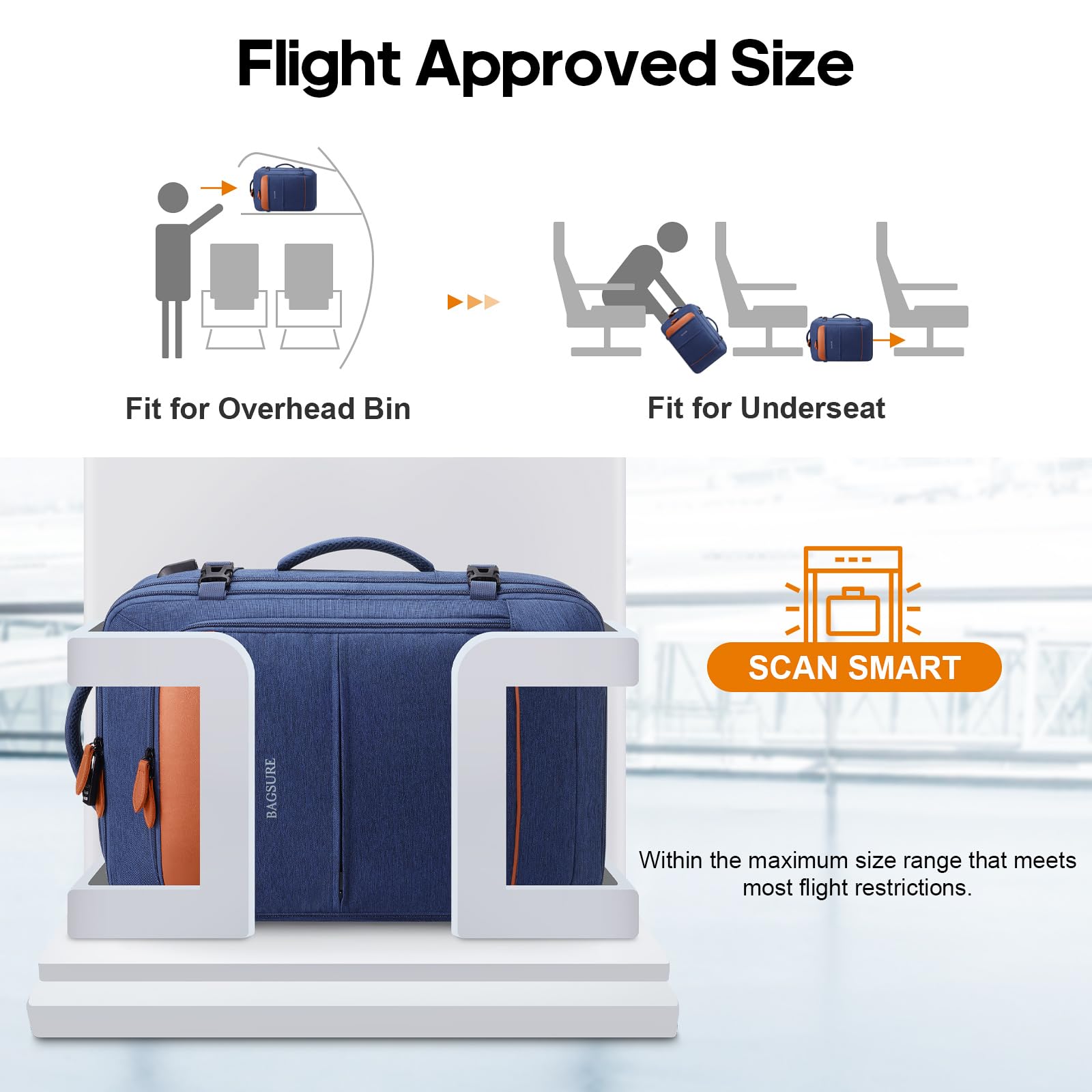 Bagsure 42L Expandable Travel Backpack - TSA Approved Carry On Luggage with Laptop Compartment | Perfect for Air Travel, Business Trips & Outdoor Adventures