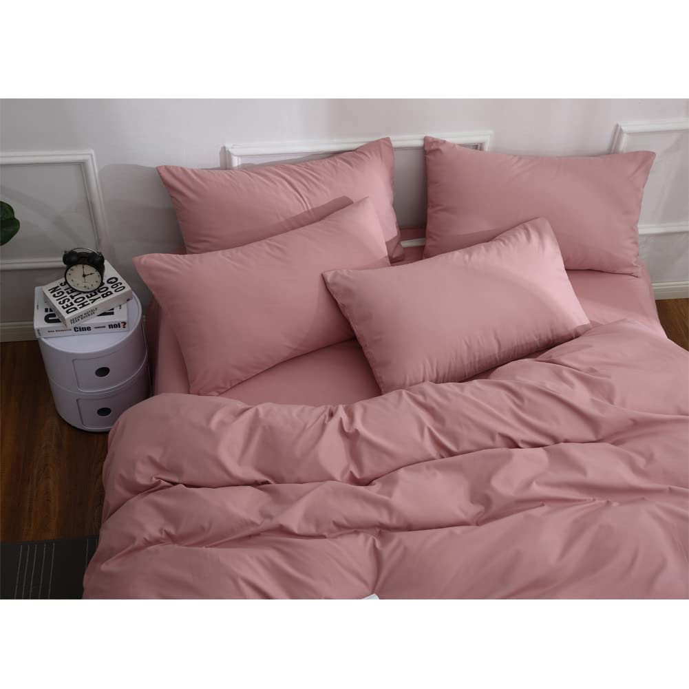 Premium 100% Washed Microfiber King Size Duvet Cover Set - Solid Pink, Ultra Soft & Lightweight Bedding with 1 Duvet Cover + 2 Pillowcases - Perfect for Master Bedroom, Guest Room & Cozy Home Decor