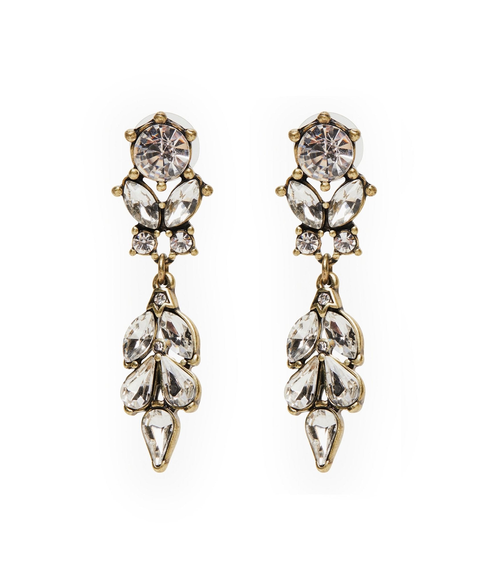 Vintage Antique Diamante Crystal Drop Earrings for Women - Elegant Dangle Jewelry for Parties, Weddings & Special Occasions