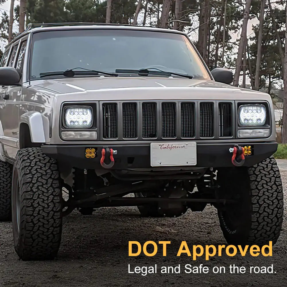 105W 5×7 Inch Rectangular LED Headlight High Low Beam - Compatible with Jeep XJ Cherokee (1984-2001) | Durable Off-Road Lighting for Night Driving & Adventure