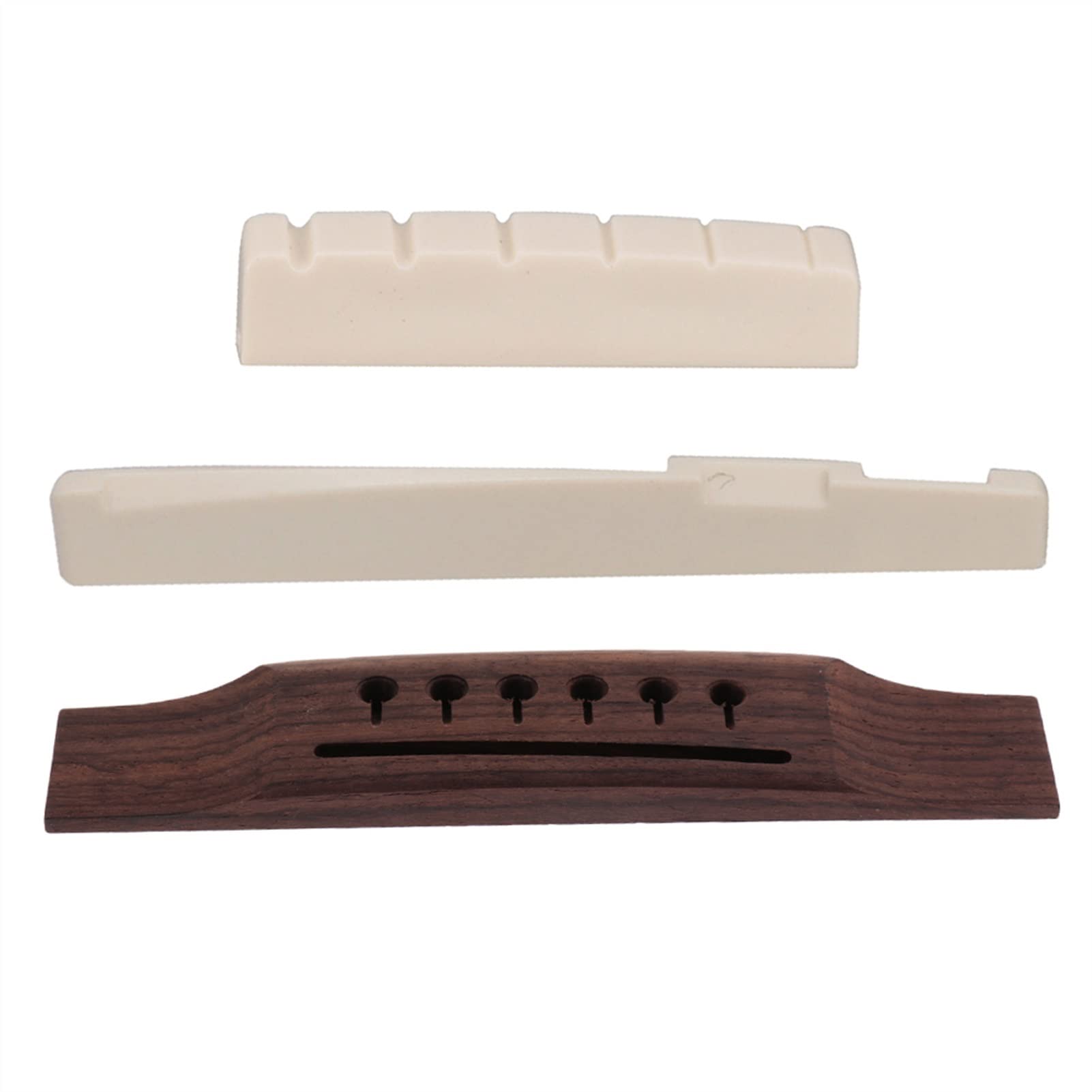 Left Hand Acoustic Guitar Bridge & Slotted Saddle Nut Replacement - Premium Backhand Guitar Parts for Enhanced Sound & Playability | Perfect for Guitar Repair, Upgrades & DIY Projects