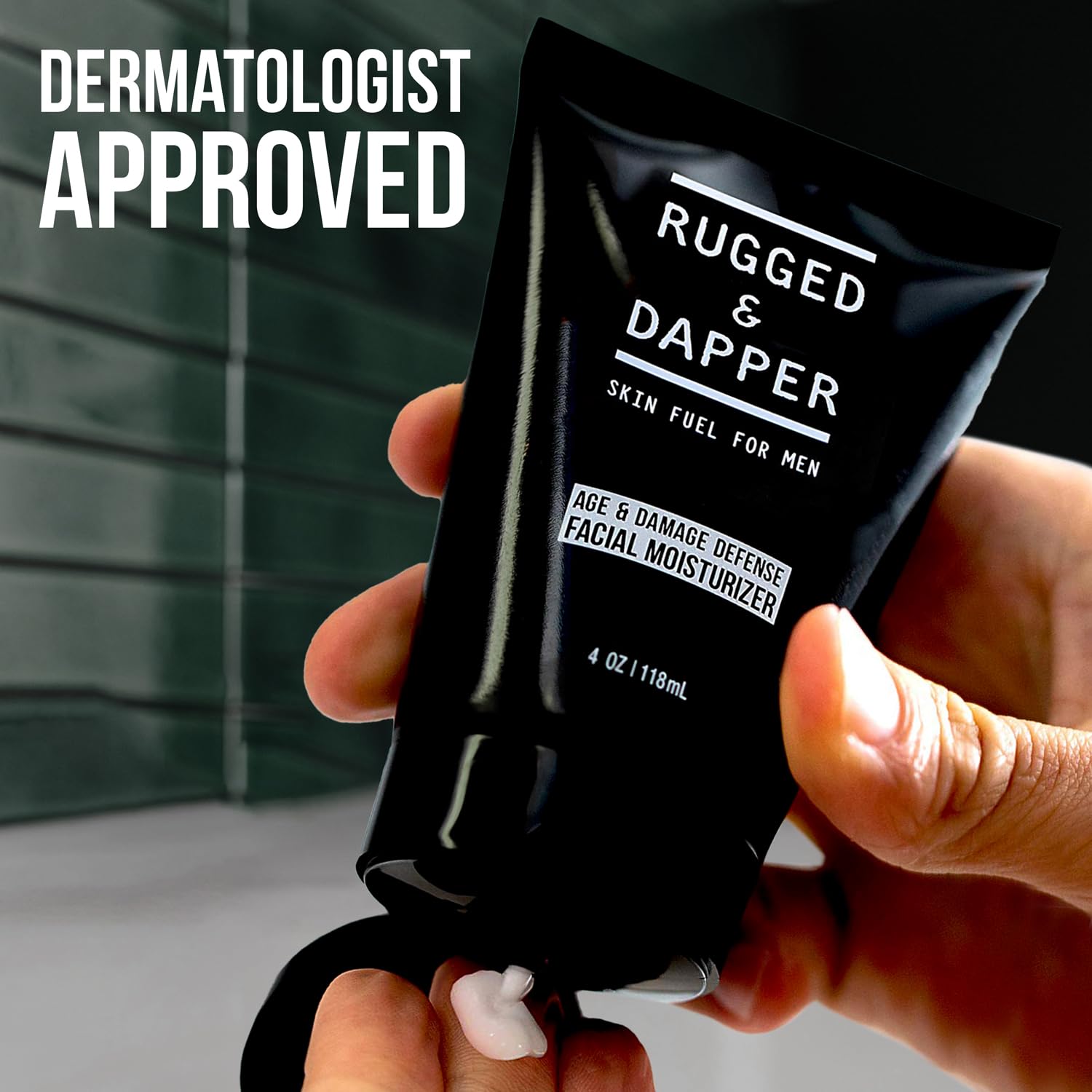 RUGGED & DAPPER Age Defense Men's Face Moisturizer 4oz - Hydrating Unscented Face Lotion with Anti-Aging Formula for Clear Skin | Natural Ingredients | Made in USA | Daily Skincare Routine for Men | Pre-Shave & Post-Shave Moisturizer | Perfect for Dry & Sensitive Skin