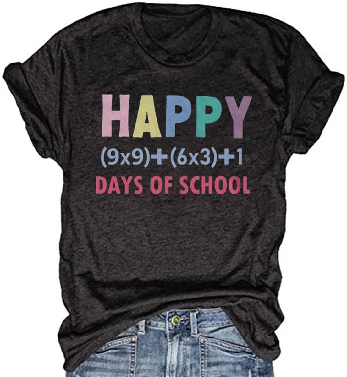 Women's Teacher Shirts - First Day & Last Day of School Tees - 100 Days of School Celebration - Inspirational Graphic Teacher Tops for Classroom & School Events