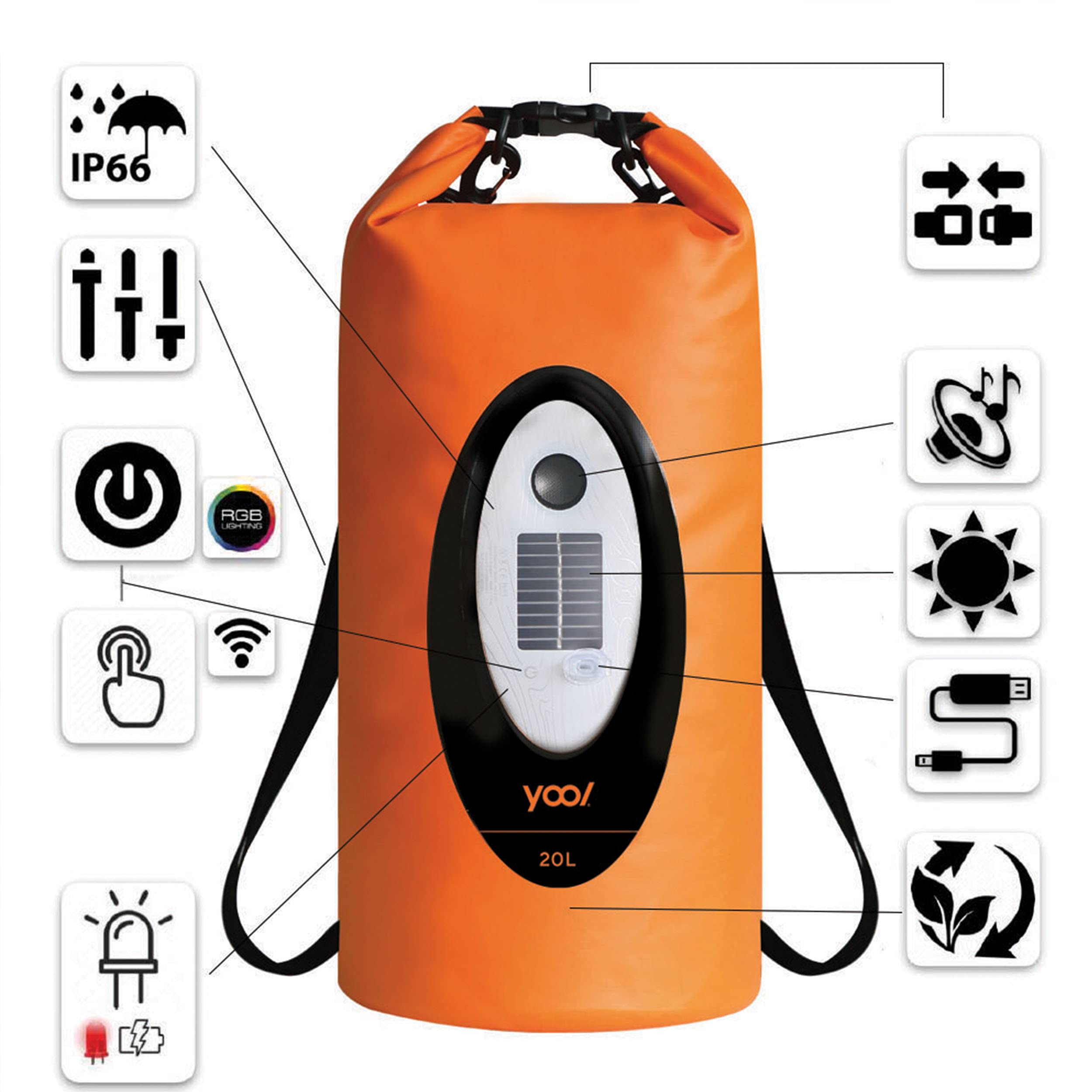 Yool Waterproof Bluetooth Speaker with Dry Bag - Portable Wireless Speaker for Beach, Pool, Kayaking & Outdoor Adventures