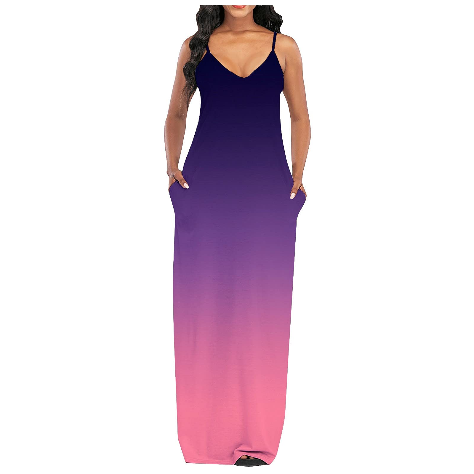 RYGHEWE Women's Maxi Dress - Sexy Boho Beach Dress for Summer 2021 | Flowy Long Sundress for Vacations, Pool Parties & Casual Outings
