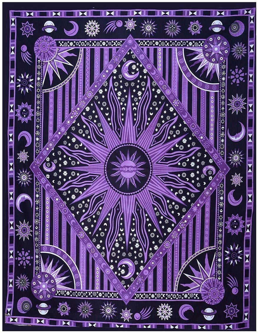 Celestial Tie Dye Moon Tapestry - Boho Wall Hanging for Bedroom & Dorm Decor