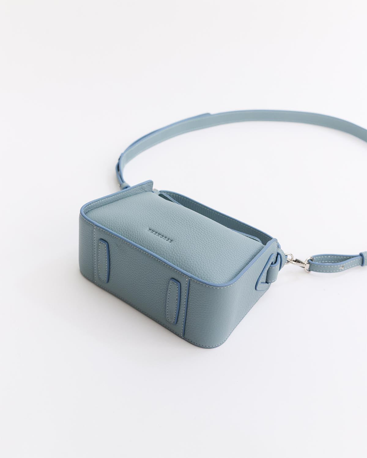 Mini Clementine Bag in Baby Blue Pebbled Leather - Stylish Crossbody Purse for Women, Perfect for Daily Use, Travel & Shopping