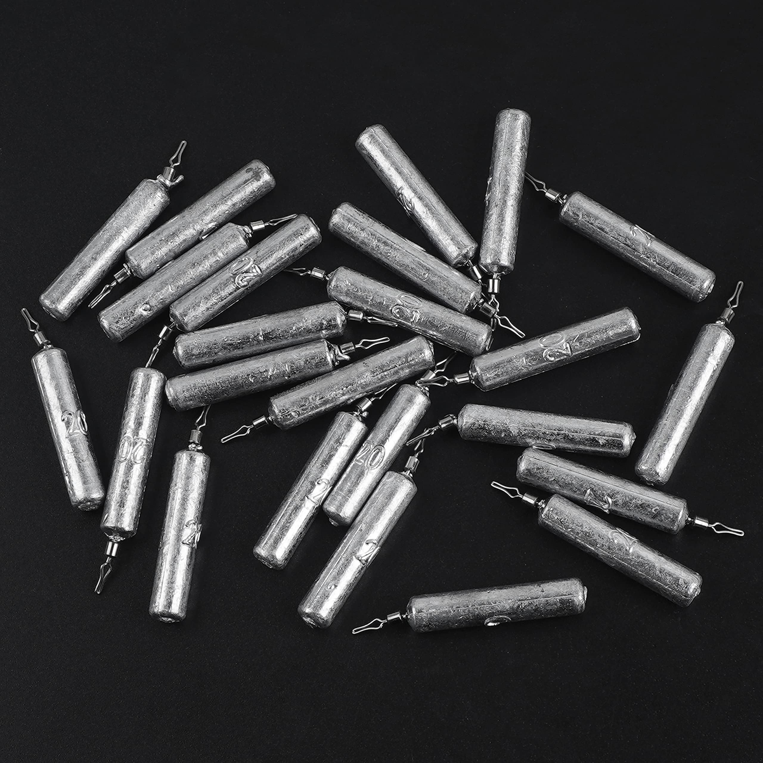 20Pcs Drop Shot Fishing Weights - Pencil Sinkers with Barrel Swivels for Bass Fishing | No Snag Design for Drop Shot Rig | Perfect for Freshwater & Saltwater Angling