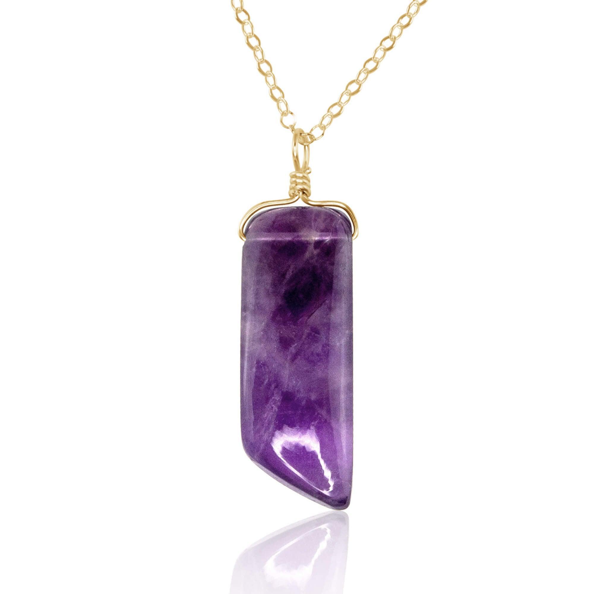 Natural Smooth Purple Amethyst Crystal Point Necklace - Healing Stone Jewelry for Meditation, Energy Cleansing & Spiritual Gifts
