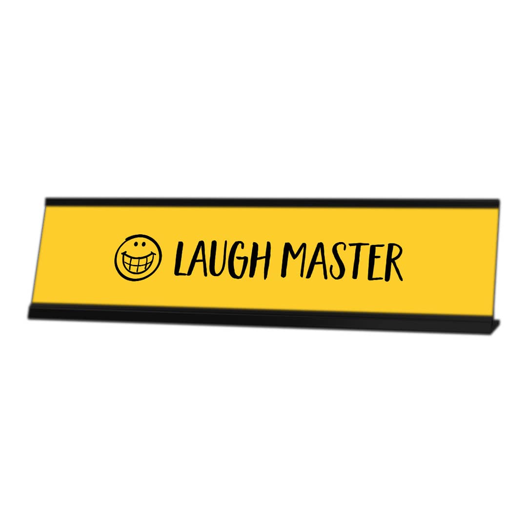 Laugh Master Black Frame Desk Sign (2x8 Inches) - Funny Office Decor for Workstations, Reception Desks & Home Offices