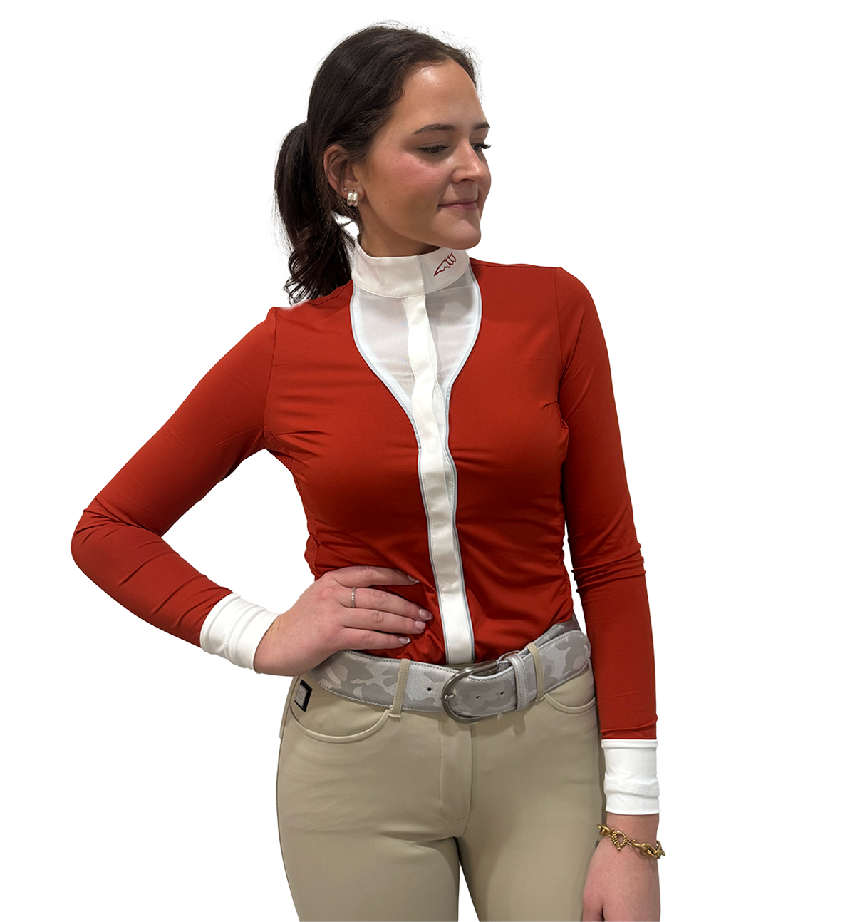 Equiline Women's Embra Long Sleeve Competition Polo Shirt - Breathable Equestrian Riding Shirt for Horseback Riding & Show Jumping