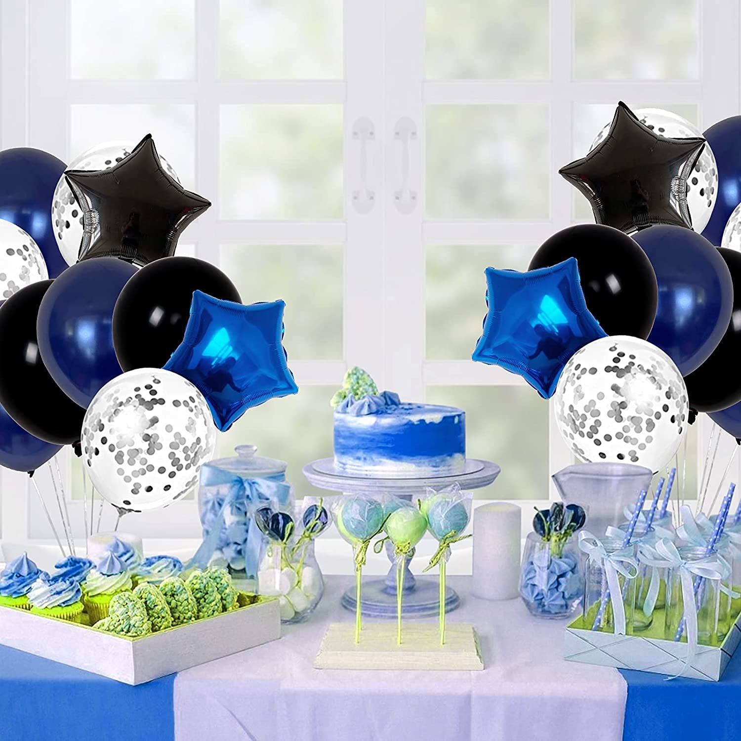 50th Birthday Party Decorations Set for Men & Women - Blue Happy Birthday Banner, Balloons & Party Supplies - Perfect for 50th Birthday Celebrations, Milestone Parties & Anniversary Decorations