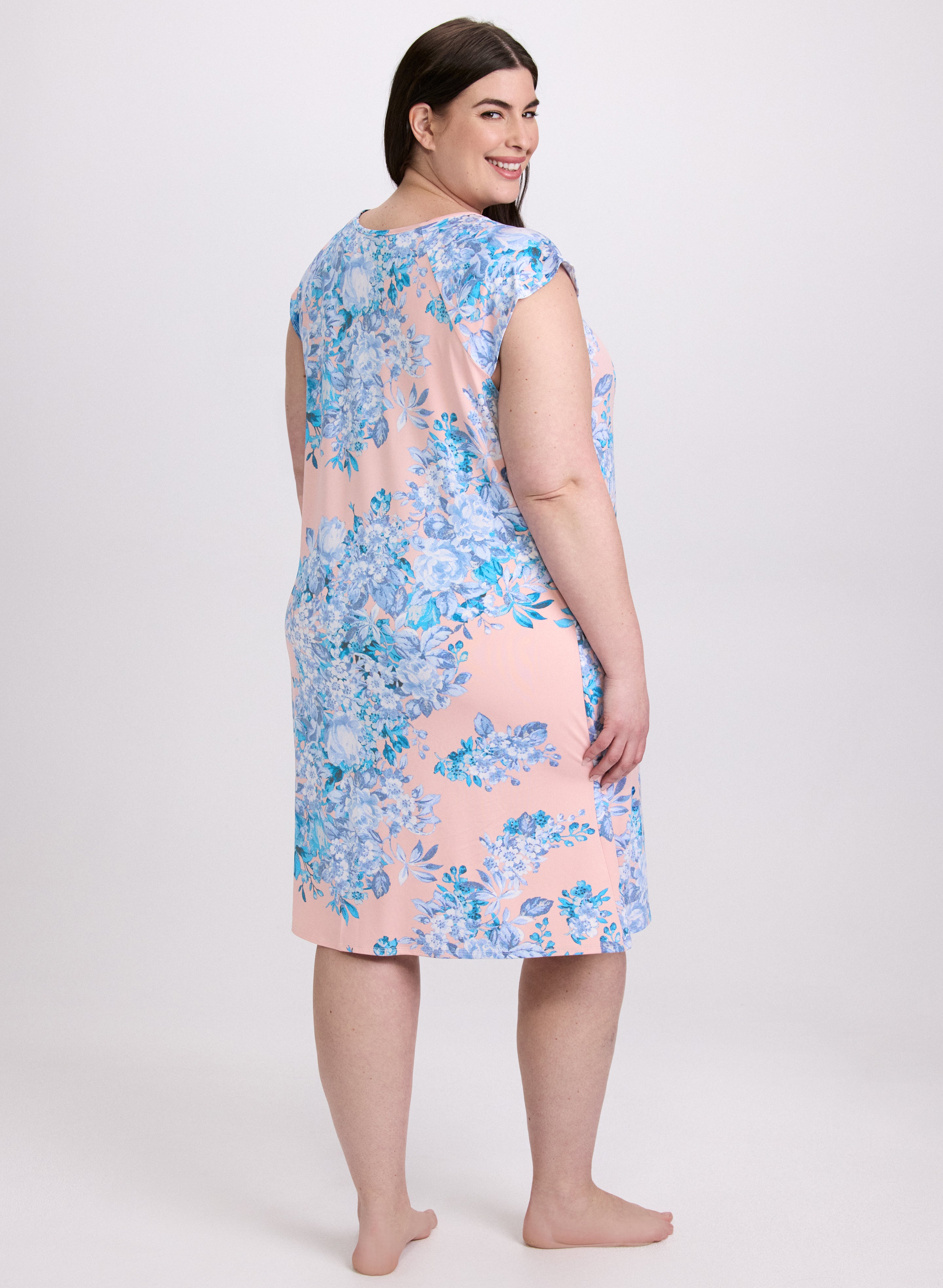 Floral Print Nightgown for Women - Soft & Comfortable Sleepwear - Perfect for Relaxing at Home or Lounging in Bed