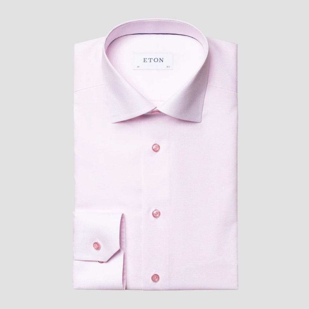 ETON Men's Cotton Oxford Contemporary Fit Dress Shirt with Single Cuff - Classic Pink Button Down for Business Casual & Office Wear