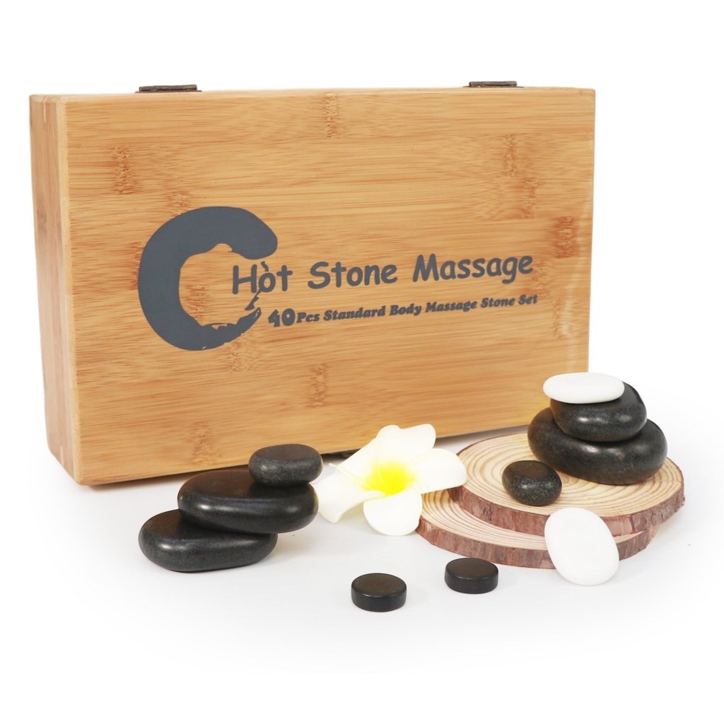 Deluxe 40-Piece Hot Stone Massage Kit with Black Lava Basalt Rocks - Professional Full Body Relaxation for Spa, Home Therapy & Couples Massage