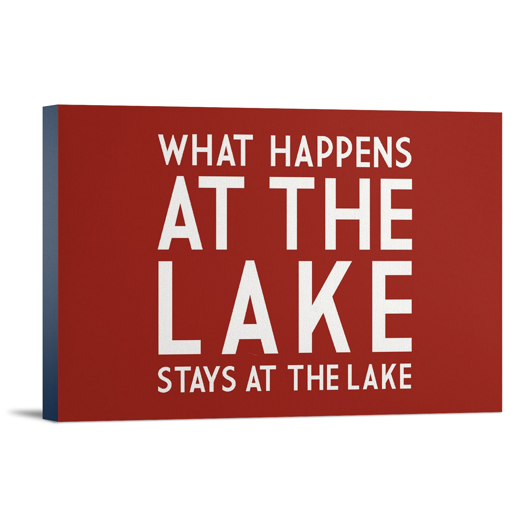 What Happens At The Lake (Red) - 16x24 Wrapped Canvas Wall Art, Modern Home Decor, Ready to Hang - Perfect for Living Room, Bedroom or Office Decor