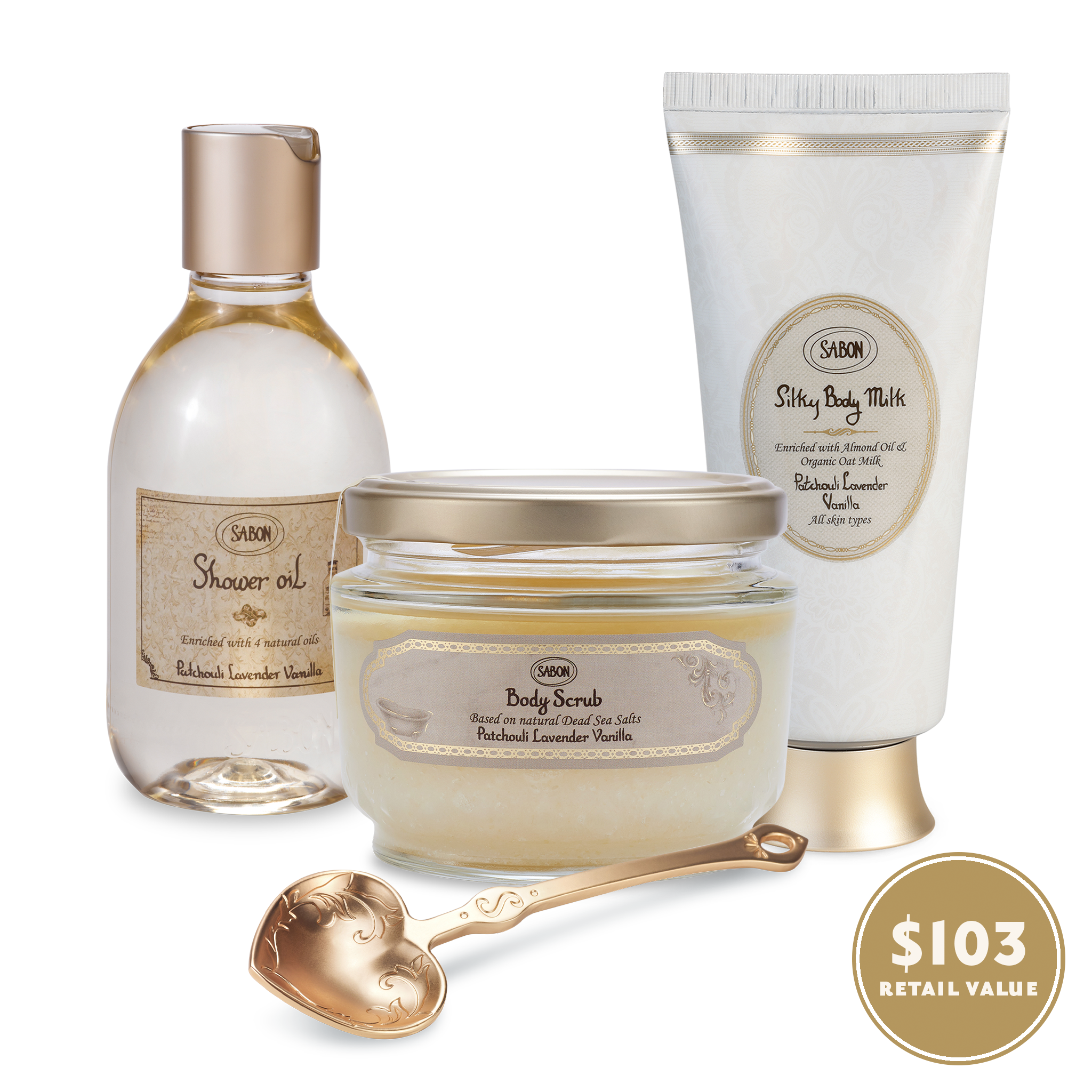 Premium Patchouli Lavender Vanilla Aromatherapy Body Ritual Set - Relaxing Scent for Spa, Yoga & Meditation at Home