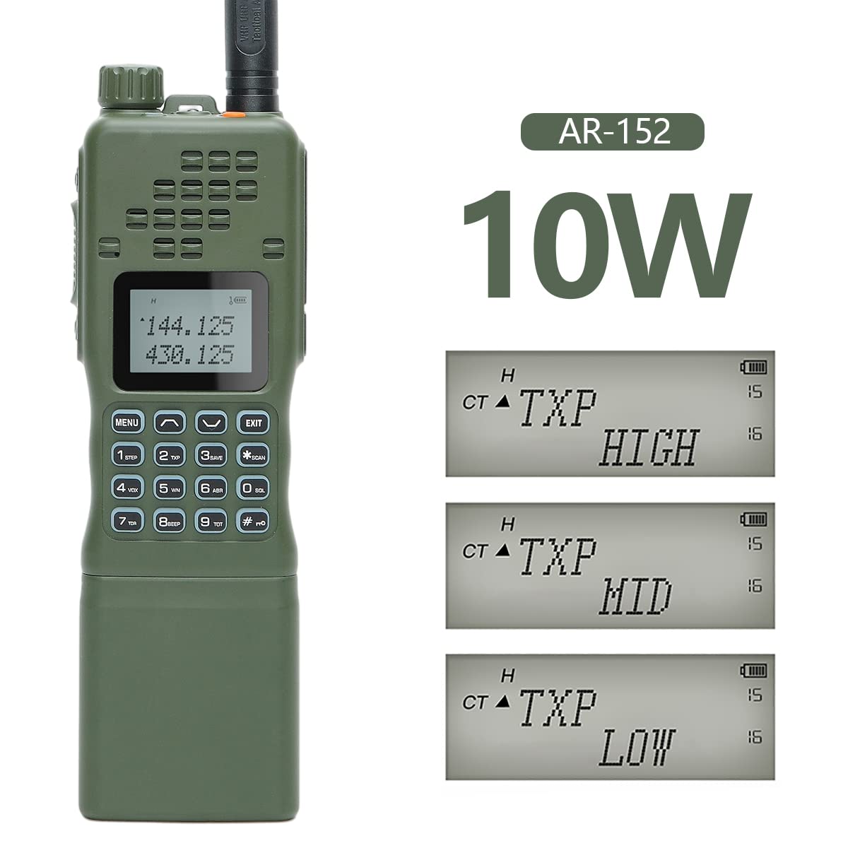 AR-152 10W Military Grade Long Range Two Way Ham Radio - 12000mAh High Capacity Battery, Tactical Antenna, Speaker Mic & USB Charging Cable (Full Kit) for Emergency Communication, Outdoor Adventures & Tactical Operations
