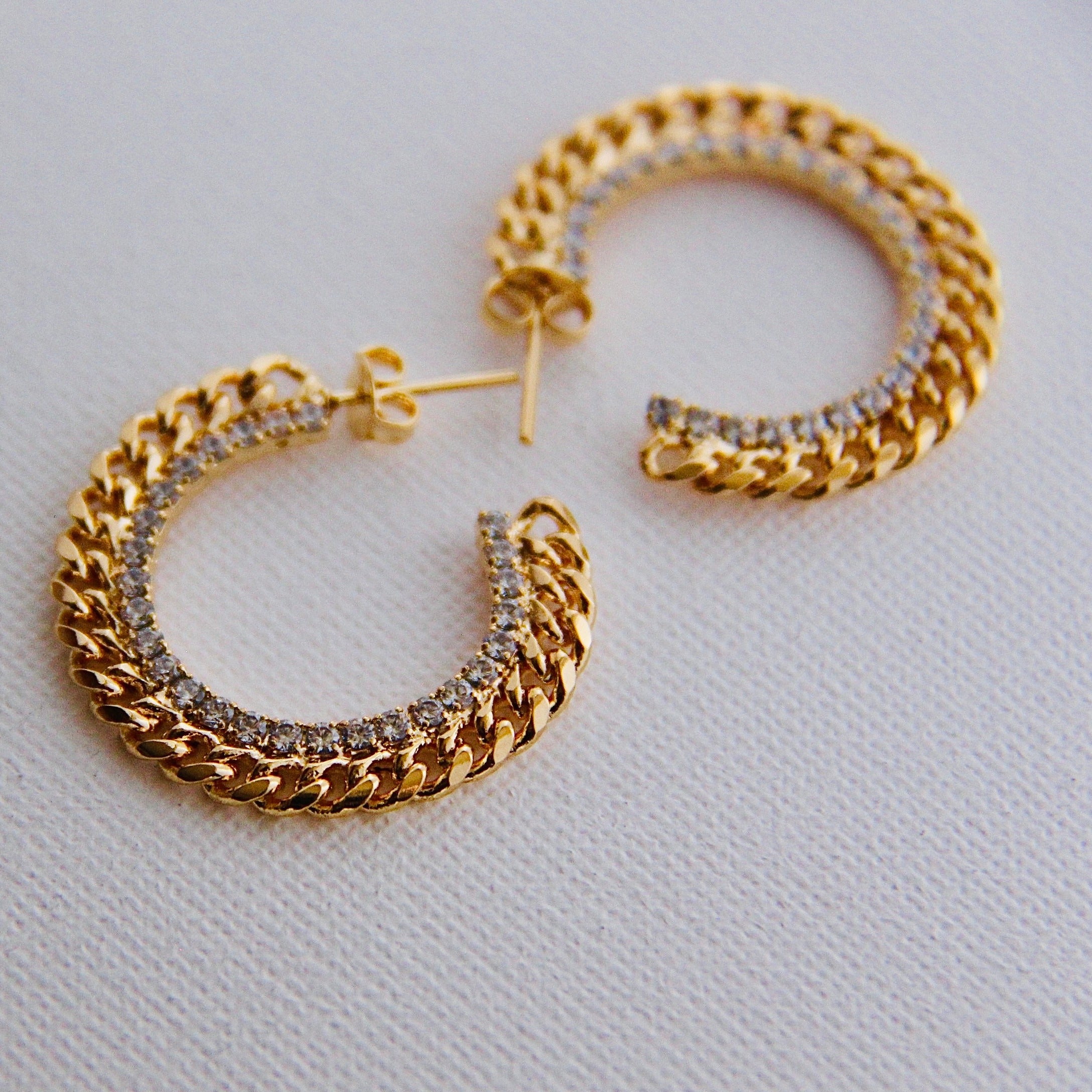 Zircon Half Hoop Earrings 14K Gold Filled - Elegant Dangle Hoops for Women, Perfect for Parties, Weddings & Everyday Wear