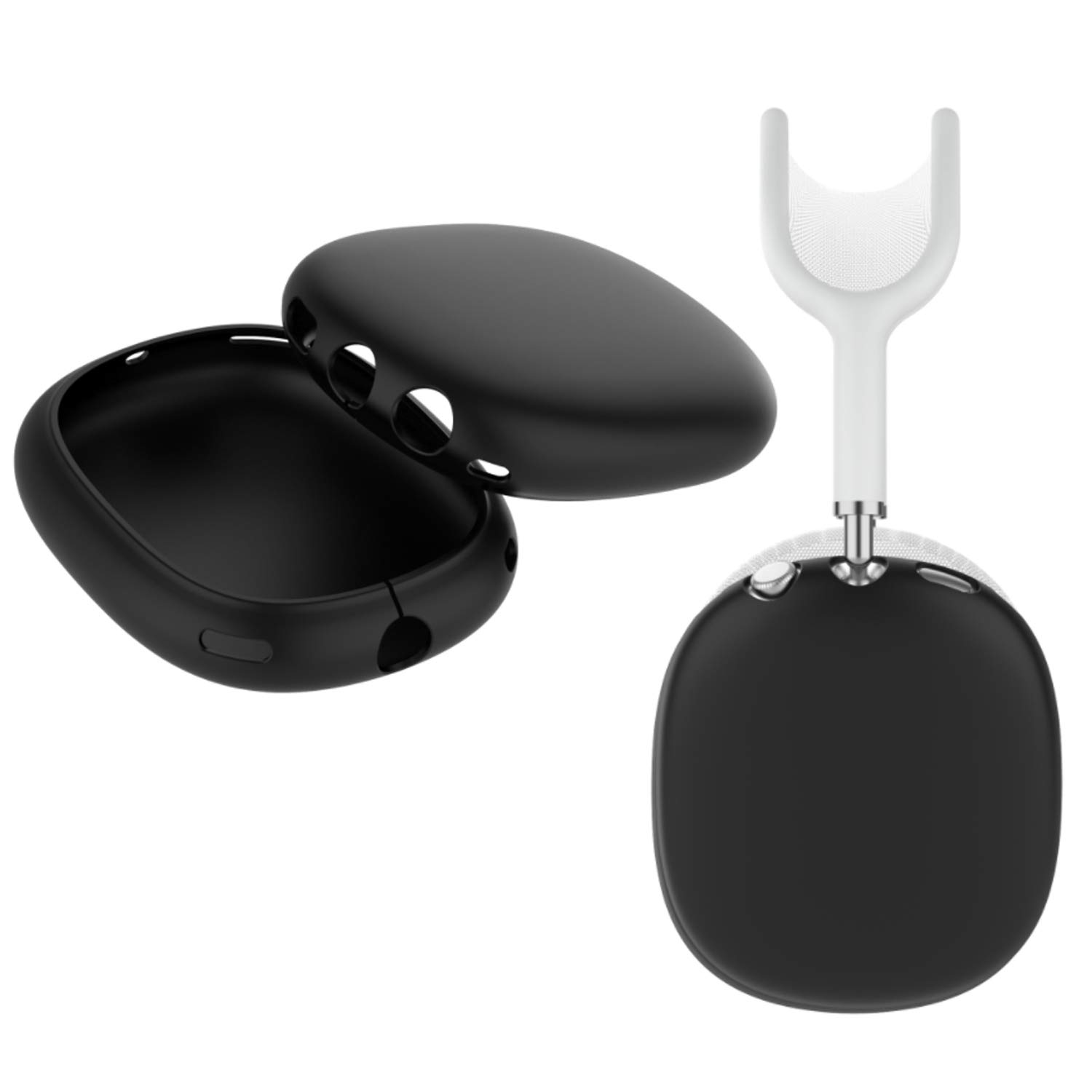 AirPod Max Silicone Ear Pads - Black, Comfortable & Durable for Travel & Work