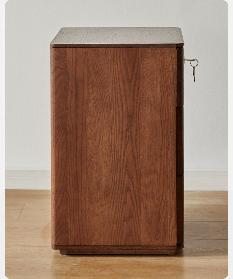 Solid Oak Wood Nightstand with Lock - Stylish and Secure Bedside Table for Bedroom Decor