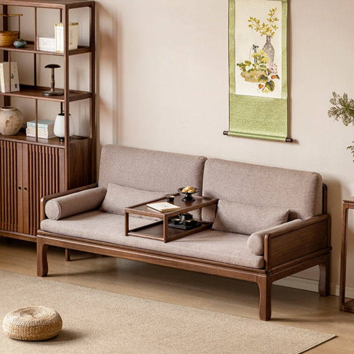 Premium Black Walnut & Oak Solid Wood Convertible Sofa Bed - Modern Dual Use Design for Living Room, Guest Room & Small Spaces