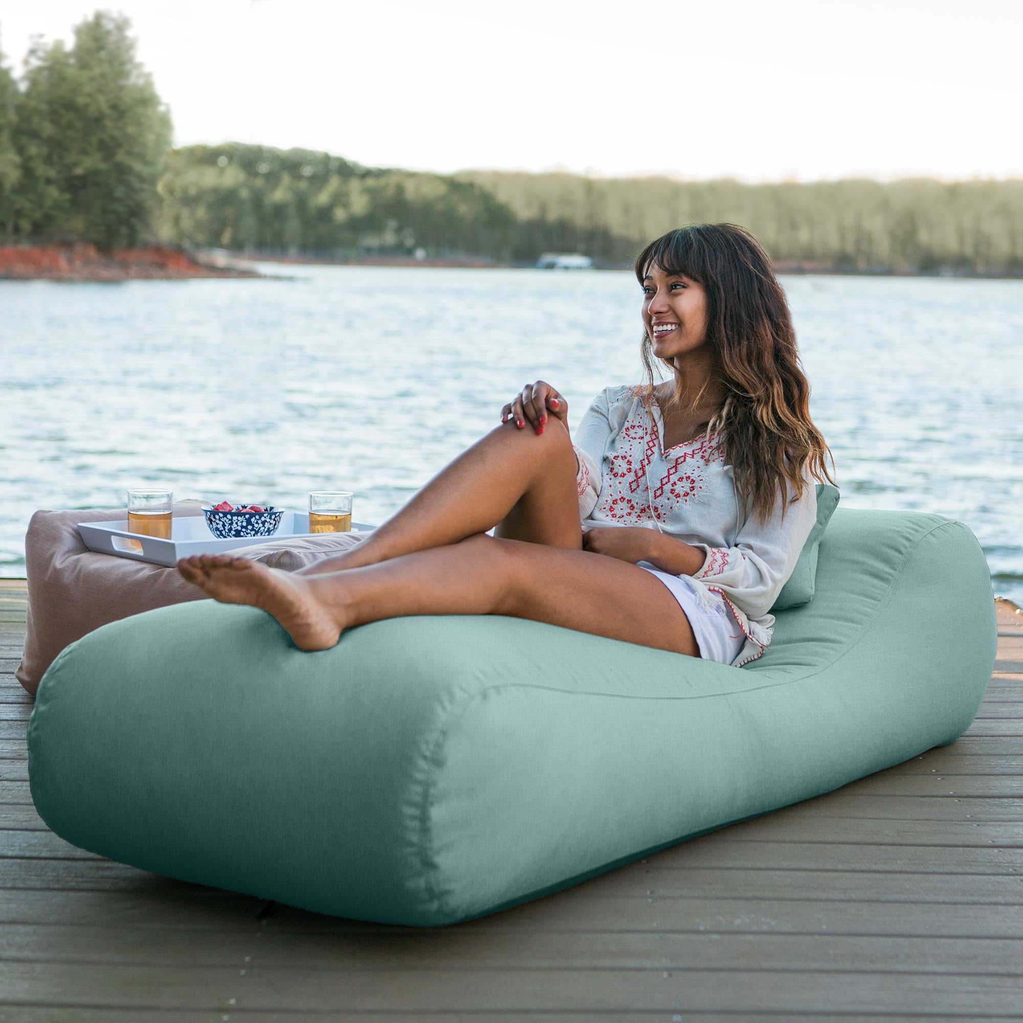 Jaxx Arlo Outdoor Bean Bag Sun Lounger - Waterproof Pool & Patio Chaise Recliner for Backyard, Beach, or Garden - Comfortable Twin-Size Sunbathing Chair with Breathable Breeze Fabric