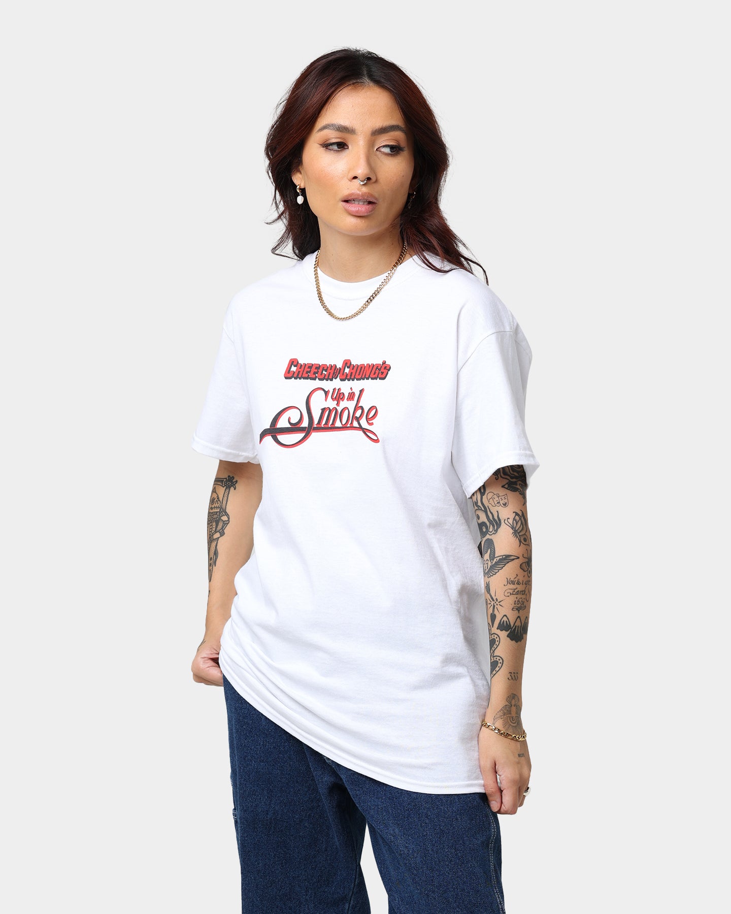 American Thrift X 420 Up In Smoke Graphic T-Shirt - White Cotton Tee for Stoner Culture & Cannabis Enthusiasts - Perfect for 420 Celebrations, Music Festivals, and Casual Wear