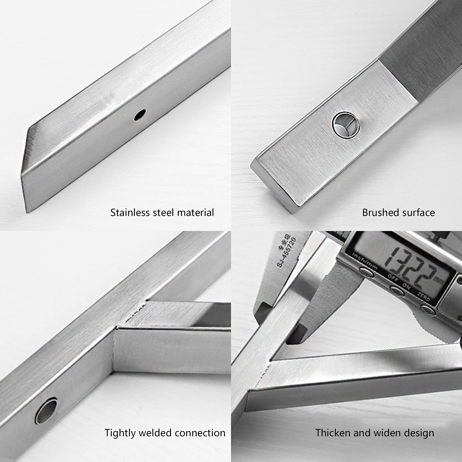 Heavy Duty Shelf Brackets 2 Pack - 150kg Load Capacity Metal Wall Brackets for Floating Shelves - 16/18/20/22 Inch Triangle Shelving Brackets with Hardware - Perfect for Home Storage, Garage Organization & Display Shelves